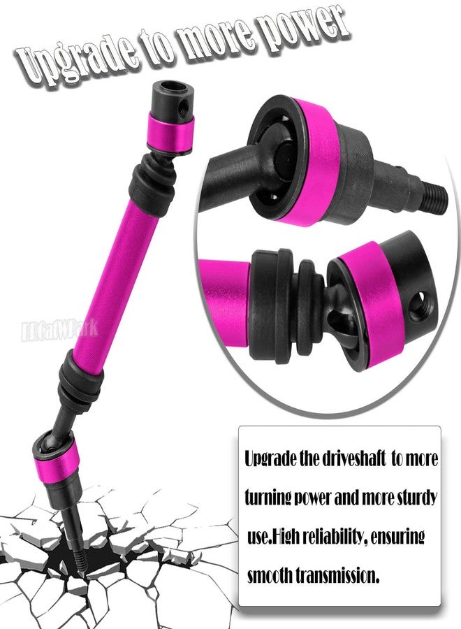 BRCatWPark RC Drive Shaft Axles Upgrades Part for 1/10 Bigrock 3S,Steel Front & Rear 4PCS Driveshafts CVD w/Hex Hops Up,Pink - Image 4